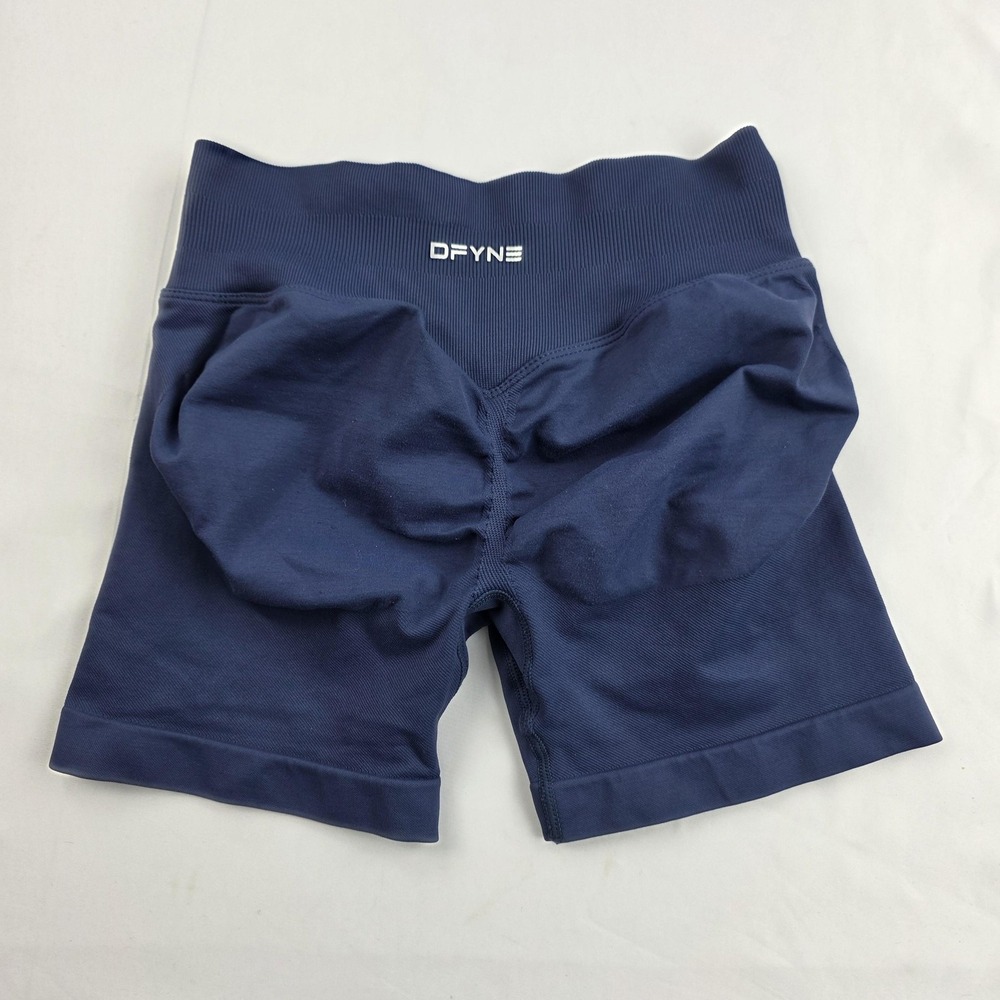 DFYNE Shorts Womens S Blue High Waist 4.5" Inseam Shaping Biker Athletic Gym